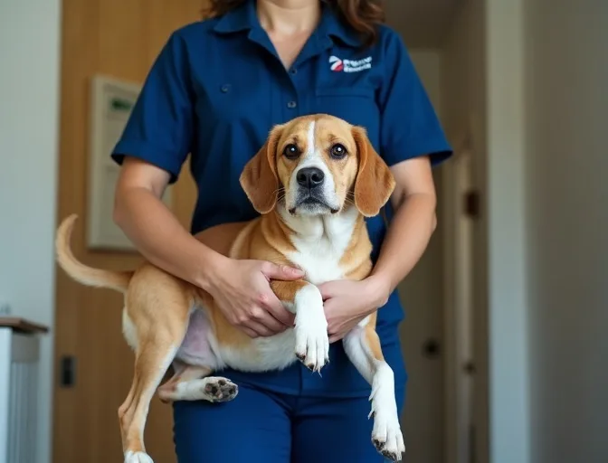 Technician respectfully transporting a deceased dog in Plumpton